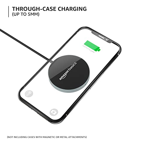 AmazonBasics Magnetic Wireless Charger 15W Fast Charging Circular Pad Compatible with iPhone 