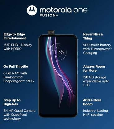 Motorola One Fusion+ (Twilight Blue, 128 GB) (6 GB RAM) Refurbished