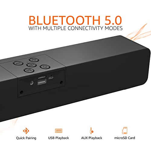 amazon basics Bluetooth Speaker 5.3 Soundbar with 16W RMS, 2000mAh Battery, Upto 19 Hrs Playtime Aux/USB Port (Black)