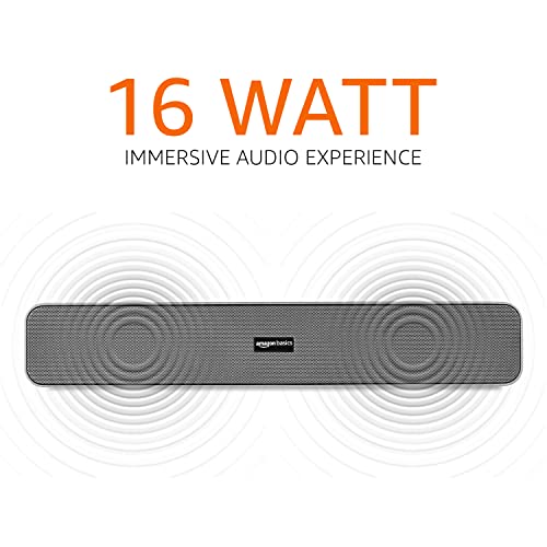 Amazon Basics Bluetooth Speaker 5.0 Soundbar with 16W RMS, 2000mAh Battery, Upto 19 Hrs Playtime Aux/USB Port (Grey)