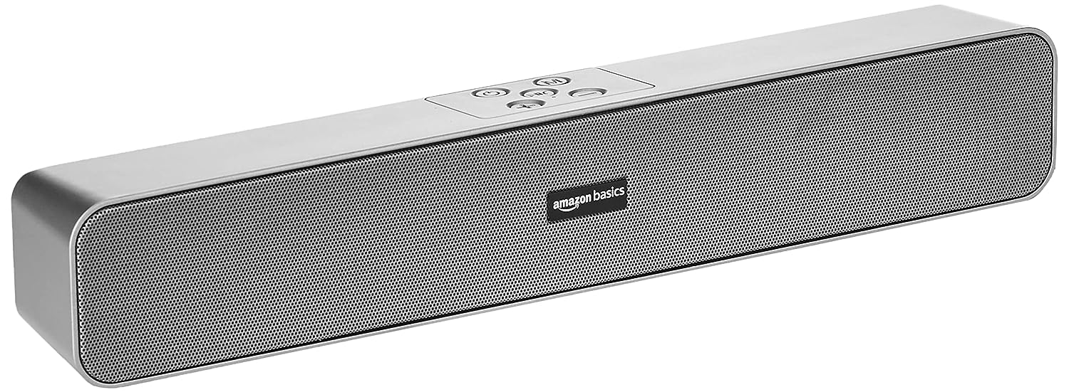 Amazon Basics Bluetooth Speaker 5.0 Soundbar with 16W RMS, 2000mAh Battery, Upto 19 Hrs Playtime Aux/USB Port (Grey)