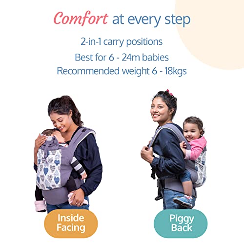 Luvlap Adore Baby Carrier with 3 Carry Positions, for 6 to 24 Months Baby (Grey) & Instadry 