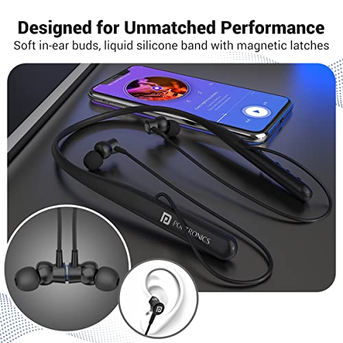 Portronics Harmonics Z4 Wireless Bluetooth 5.3 Neckband in Ear Earphones with mic