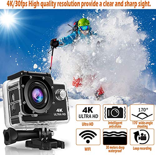 AUSHA® 16MP 4K HD Digital Action Camera Supports HDMI Waterproof up to 30m WiFi Sports Camera