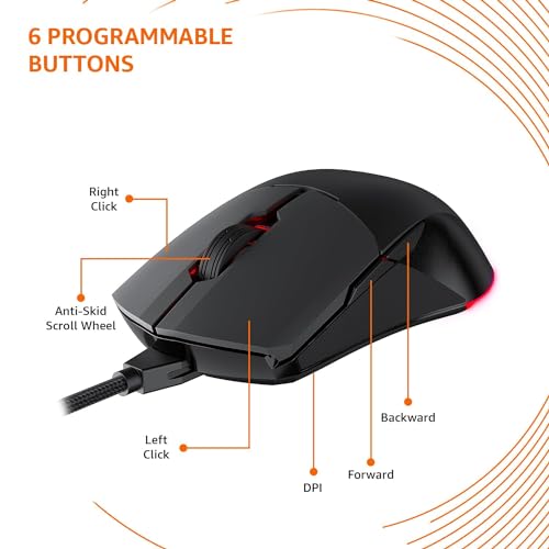 Amazon Basics Dual Connectivity Rechargeable Gaming Mouse (Bluetooth/Wireless) with 8 Programmable Buttons, 16000 DPI Optical Sensor