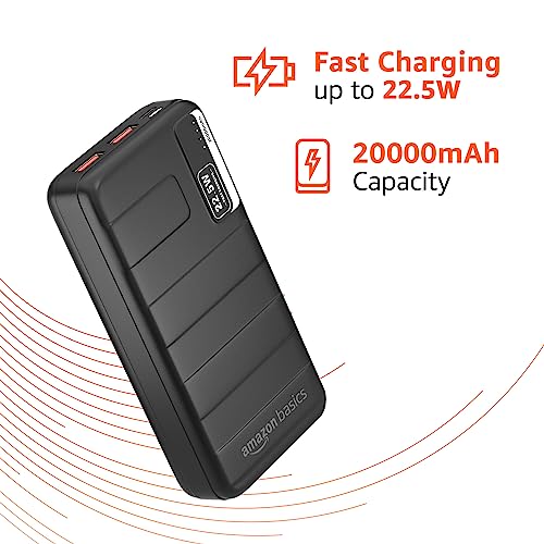 amazon basics 10000mAh 12W Lithium-Polymer Power Bank Dual Input, Dual Output Black