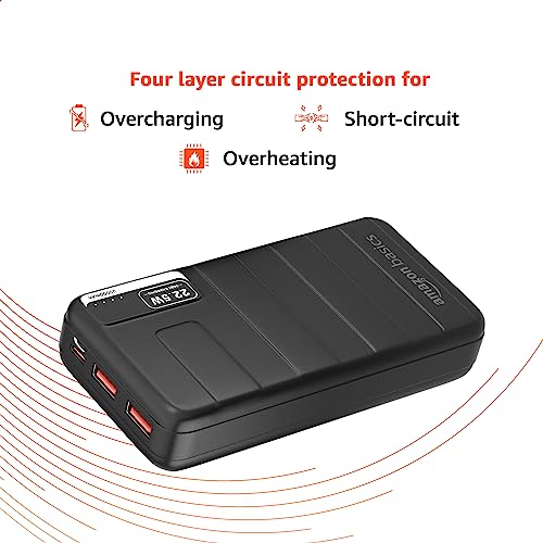 amazon basics 10000mAh 12W Lithium-Polymer Power Bank Dual Input, Dual Output Black