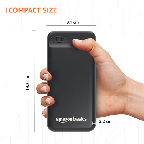 amazon basics 10000mAh 12W Lithium-Polymer Power Bank Dual Input, Dual Output Black