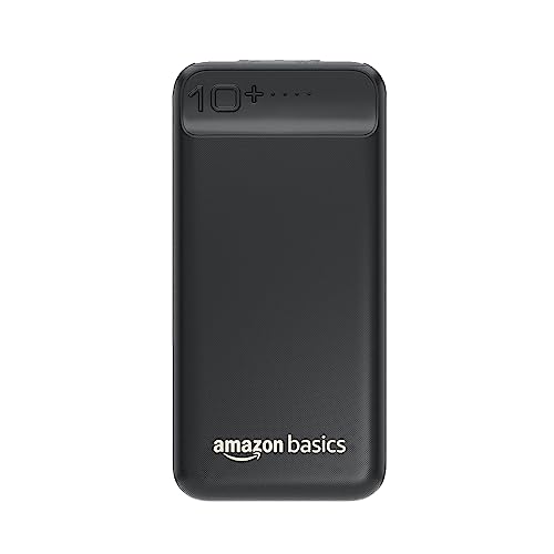 amazon basics 10000mAh 12W Lithium-Polymer Power Bank Dual Input, Dual Output Black