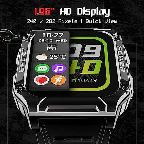 boAt Wave Armour 2 Smart Watch with 1.96" HD Display,BT Calling, Coins, Rugged Design,100 Watch (Active Black)