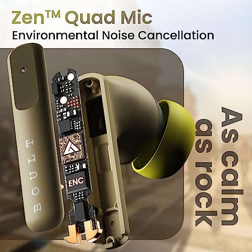 Boult Audio Z60 Truly Wireless in Ear Earbuds with 60H Playtime, 4 Mics ENC (Spring Green)