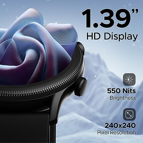 boAt Flash Plus Smart Watch with 1.39 Inch HD Display, Bluetooth Calling, 100+ Sports Mode, AI Voice Assistant Active Black