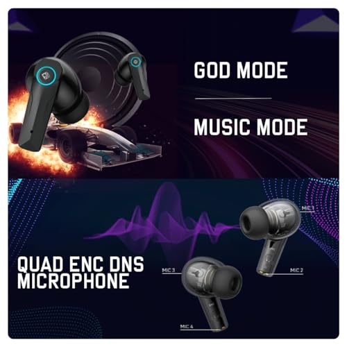 Cosmic Byte CosmoBuds X50 True Wireless Earbuds (TWS), BT 5.3 RGB, 40Hrs, ENC, DNS Quad Mics, IPX5, Voice Assistant (Black)