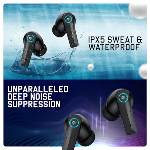 Cosmic Byte CosmoBuds X50 True Wireless Earbuds (TWS), BT 5.3 RGB, 40Hrs, ENC, DNS Quad Mics, IPX5, Voice Assistant (Black)