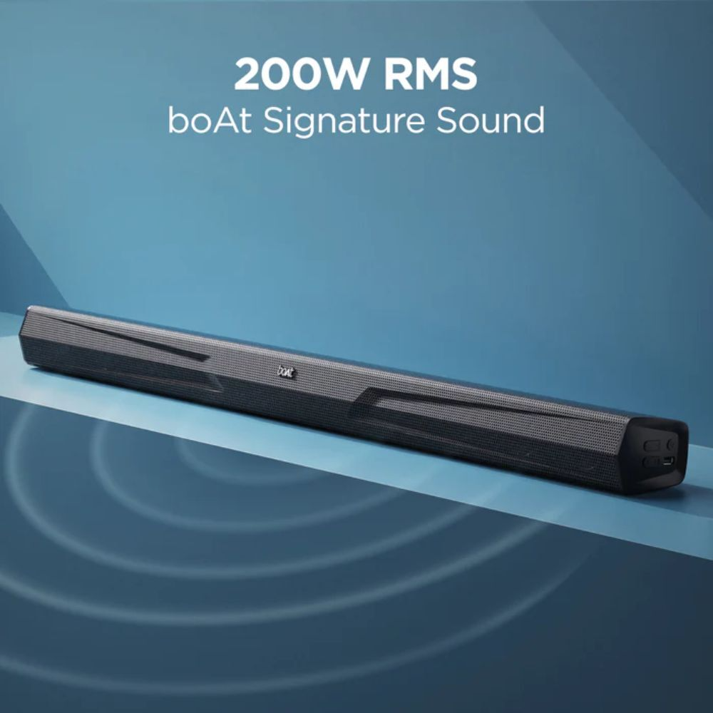 boAt Aavante Bar Quake with 2.1 Channel with Wired Subwoofer, 200W RMS boAt Signature Sound (Midnight Black)