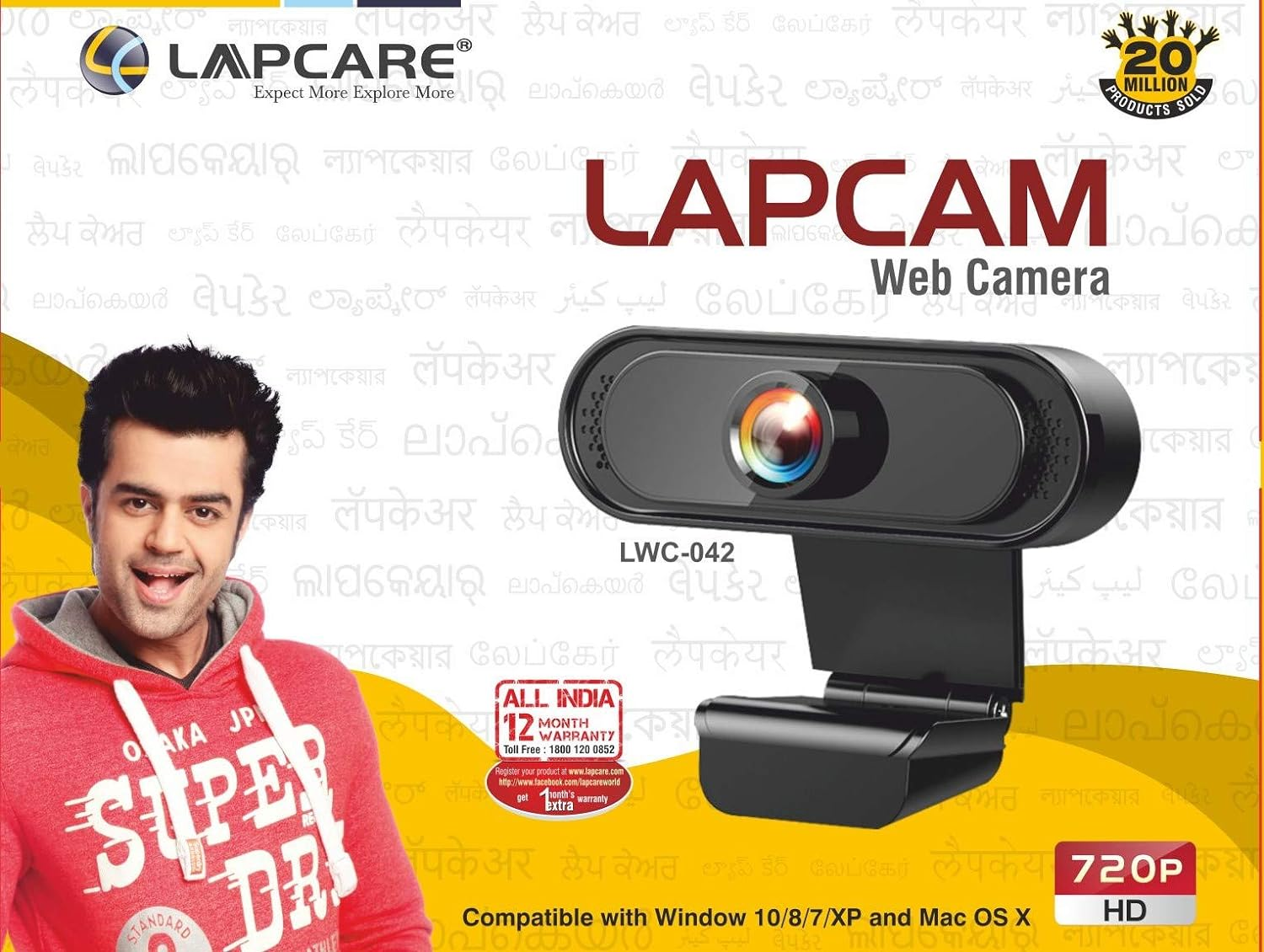 Lapcare Lapcam HD 720P Webcam with Noise Isolated Microphone & Computer HD Streaming Webcam for PC Desktop 