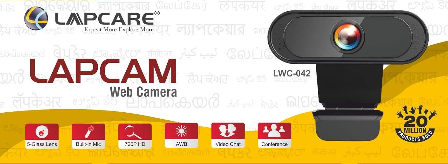 Lapcare Lapcam HD 720P Webcam with Noise Isolated Microphone & Computer HD Streaming Webcam for PC Desktop 