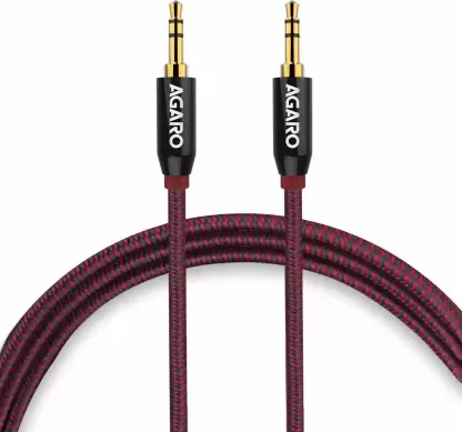 AGARO 3.5mm Male to Male Gold Plated Aux Connectors, 2 Meters Tough Nylon Braided Audio Cable