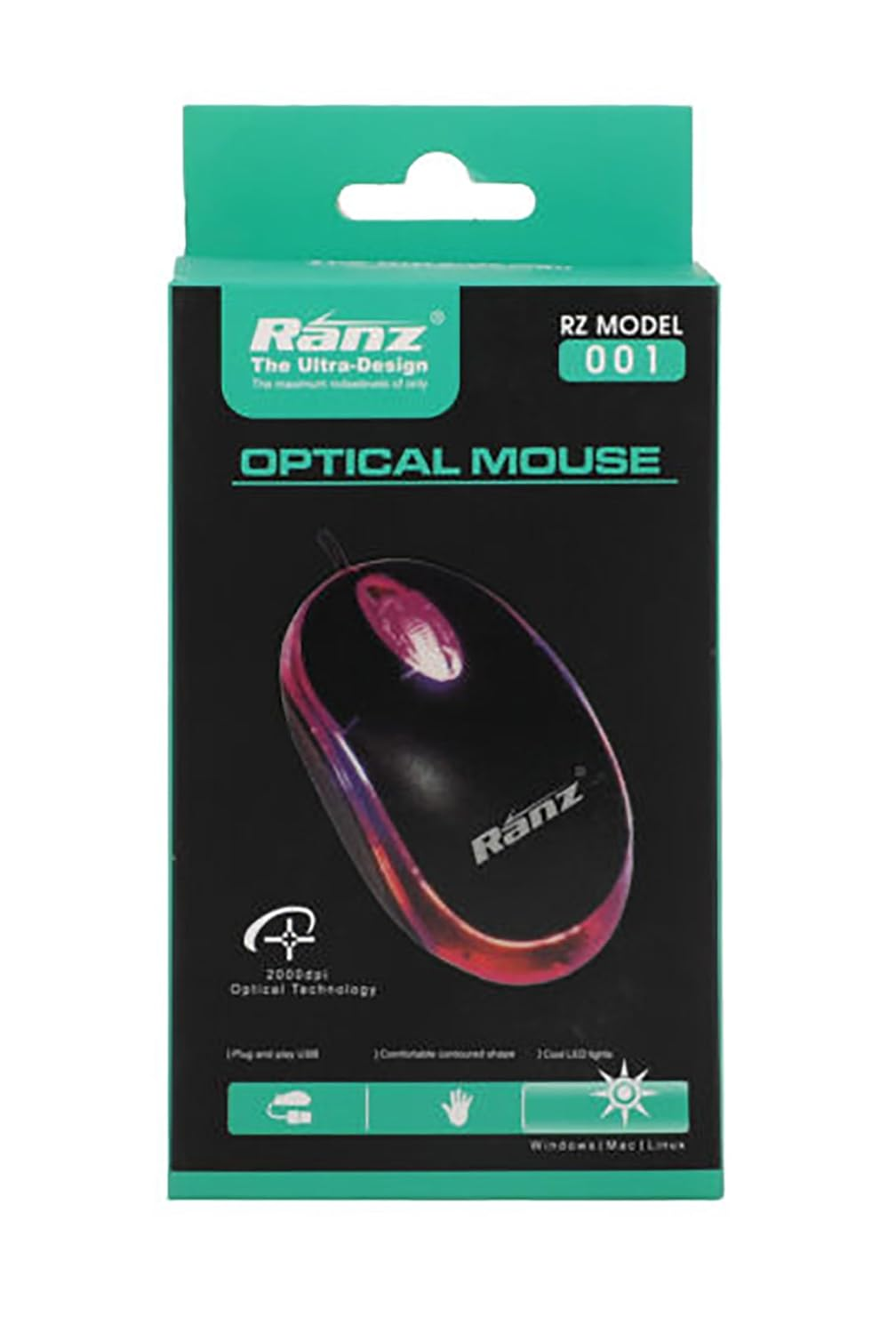 Ranz RZ 001 Ultra Design Optical Technology Mousey Wired Optical Mouse  (USB 3.0, Black)