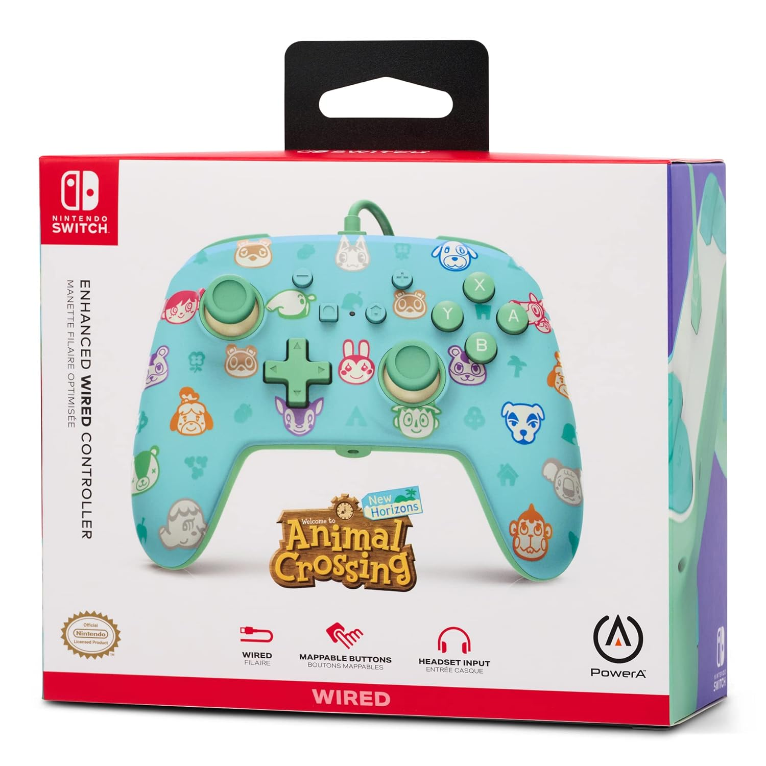 PowerA Enhanced Wired Gaming Controller for Nintendo Switch, Animal Crossing, Blue