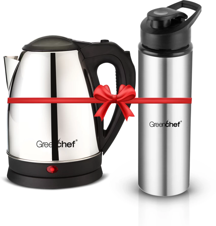 Greenchef Kettle 1.5L Flex 900 ML Stainless Steel water Bottle Electric Kettle  (1.5 L, Silver, Black)