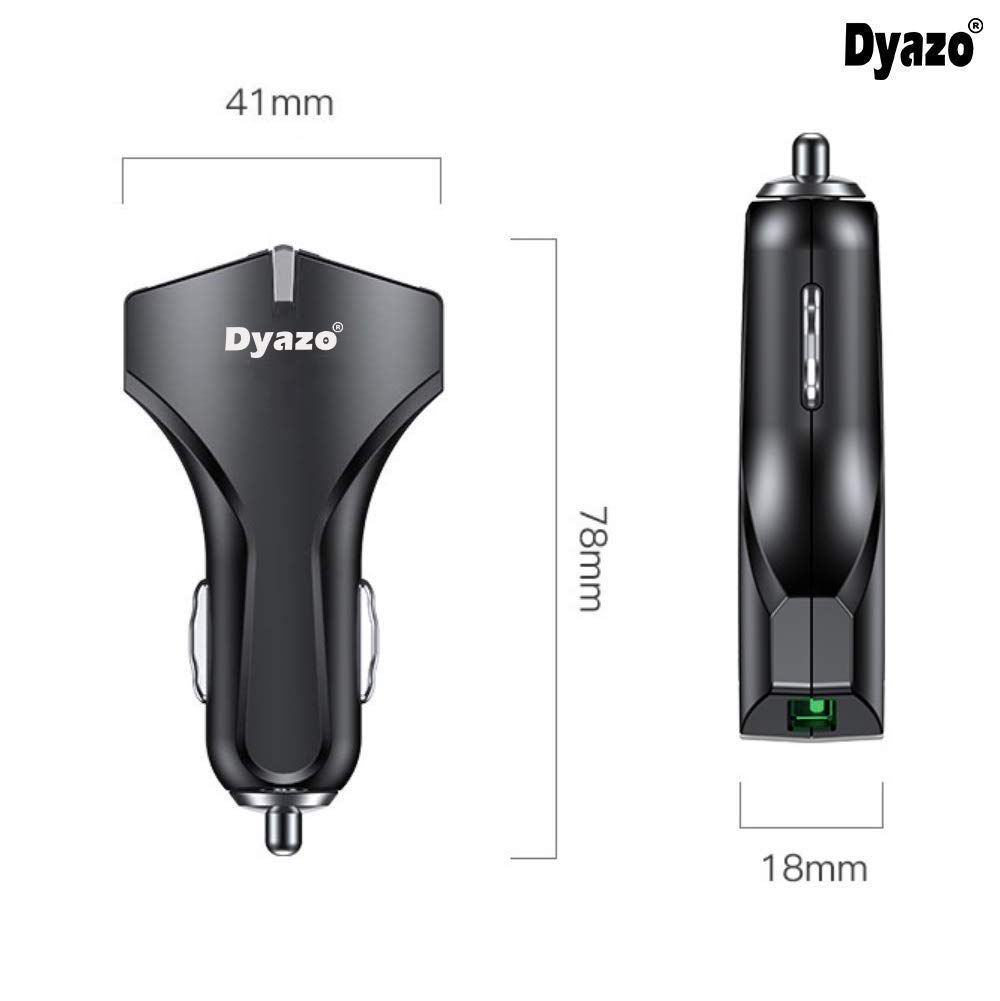 Dyazo 36 W Dual Ports Rapid Fast Smart Qualcomm Turbo Car Charger with Quick Charge 3.0