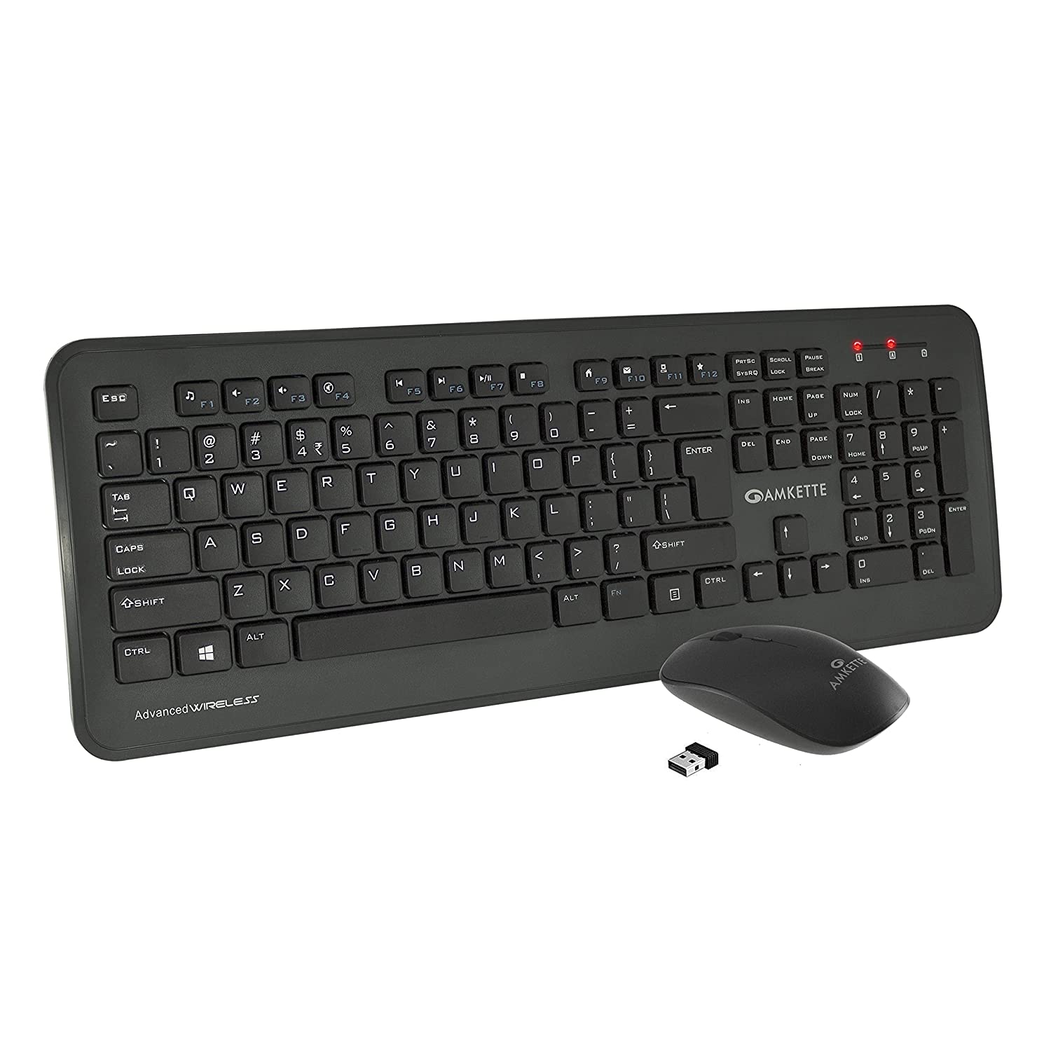 Amkette Wi-Key Plus 2.4 GHz USB Wireless Keyboard & Mouse Combo for PC, Laptop and Devices with USB Support (Grey/Black) 