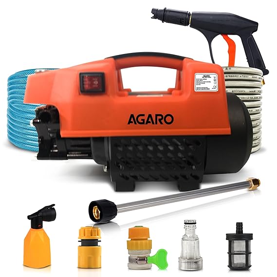 AGARO Supreme High Pressure Washer, Car Washer, 1800 Watts Motor, 120 Bars, 6.5L/Min Flow Rate, 8 Meters Outlet Hose, Portable, Car, Bike & Home Cleanig