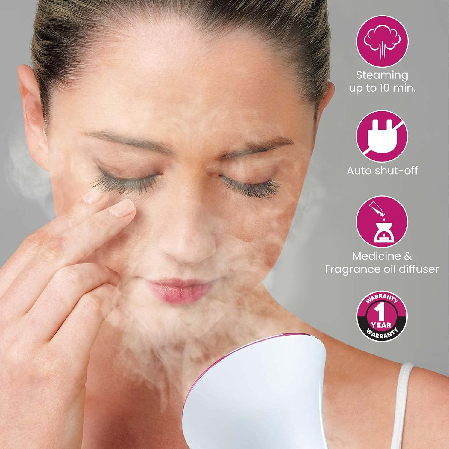 AGARO FS2117 Facial Steamer With Nano Ionic Hot Steaming Technology, 100ML Water Tank Pink