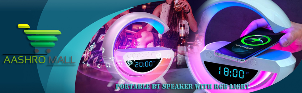 AASHRO-MALL-Atmosphere-Night-Light-Wireless-Phone-Charger-Bluetooth-Speaker-Alar