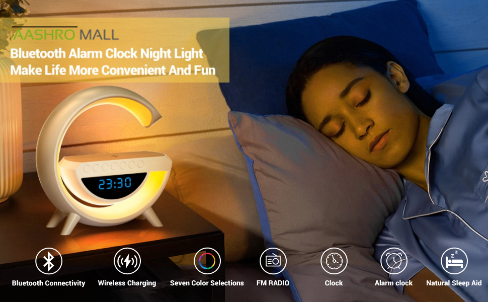 AASHRO-MALL-Atmosphere-Night-Light-Wireless-Phone-Charger-Bluetooth-Speaker-Alar