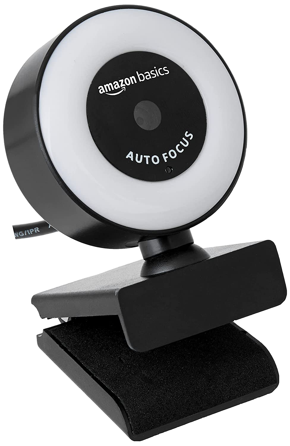 Amazon Basics Auto Focus Full HD 1080P 2.1 Megapixel 30 FPS Ring Light Web Camera with Built-in Mic for PC/Mac/Laptop Video Calling (Black)