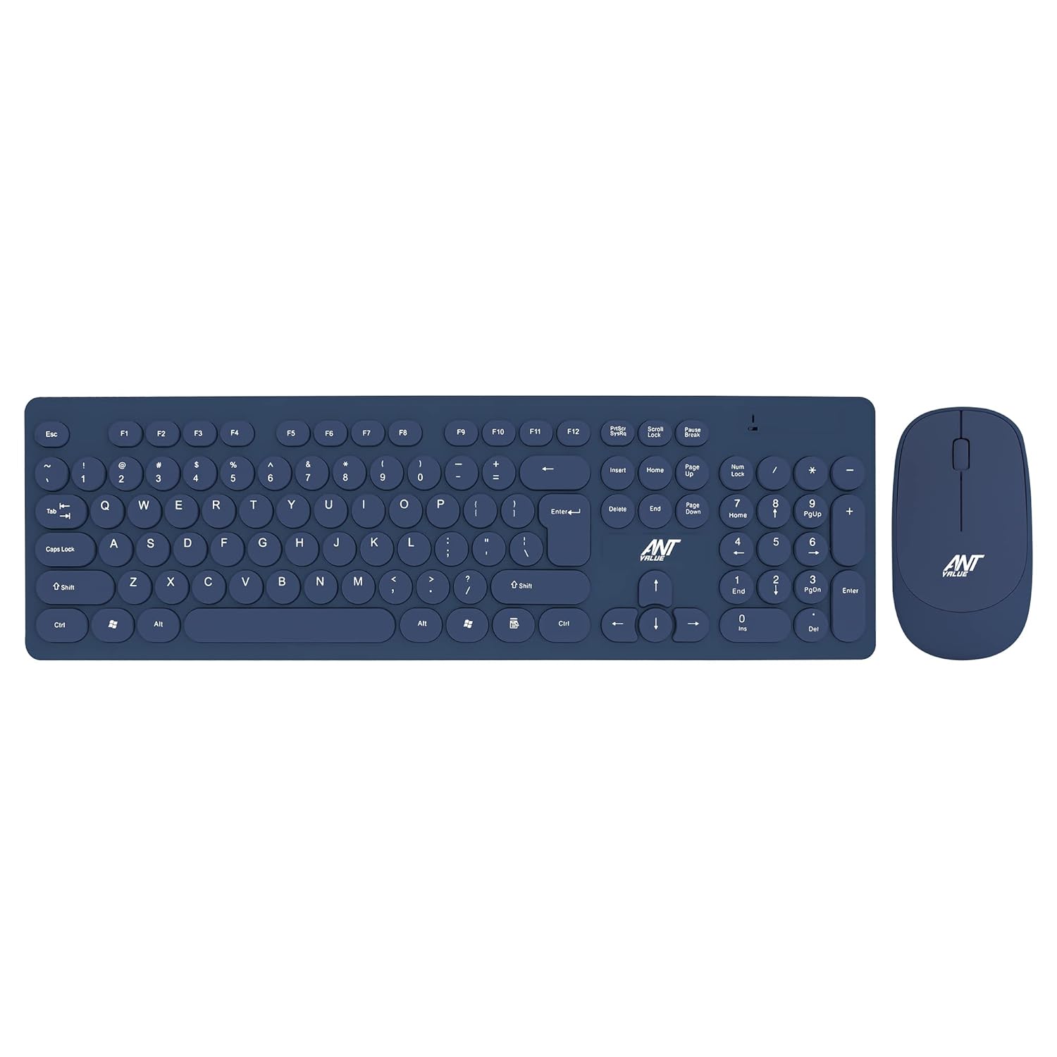 Ant Value FKBRI05 Wireless Keyboard Mouse Combo - 2.4Ghz Aesthetic Quiet Keyboard and Mouse Wireless - 110 Keys Full Size Ultra-Thin Keyboard for Laptop, Computer, PC, Notebook, Windows, Mac OS (Blue)