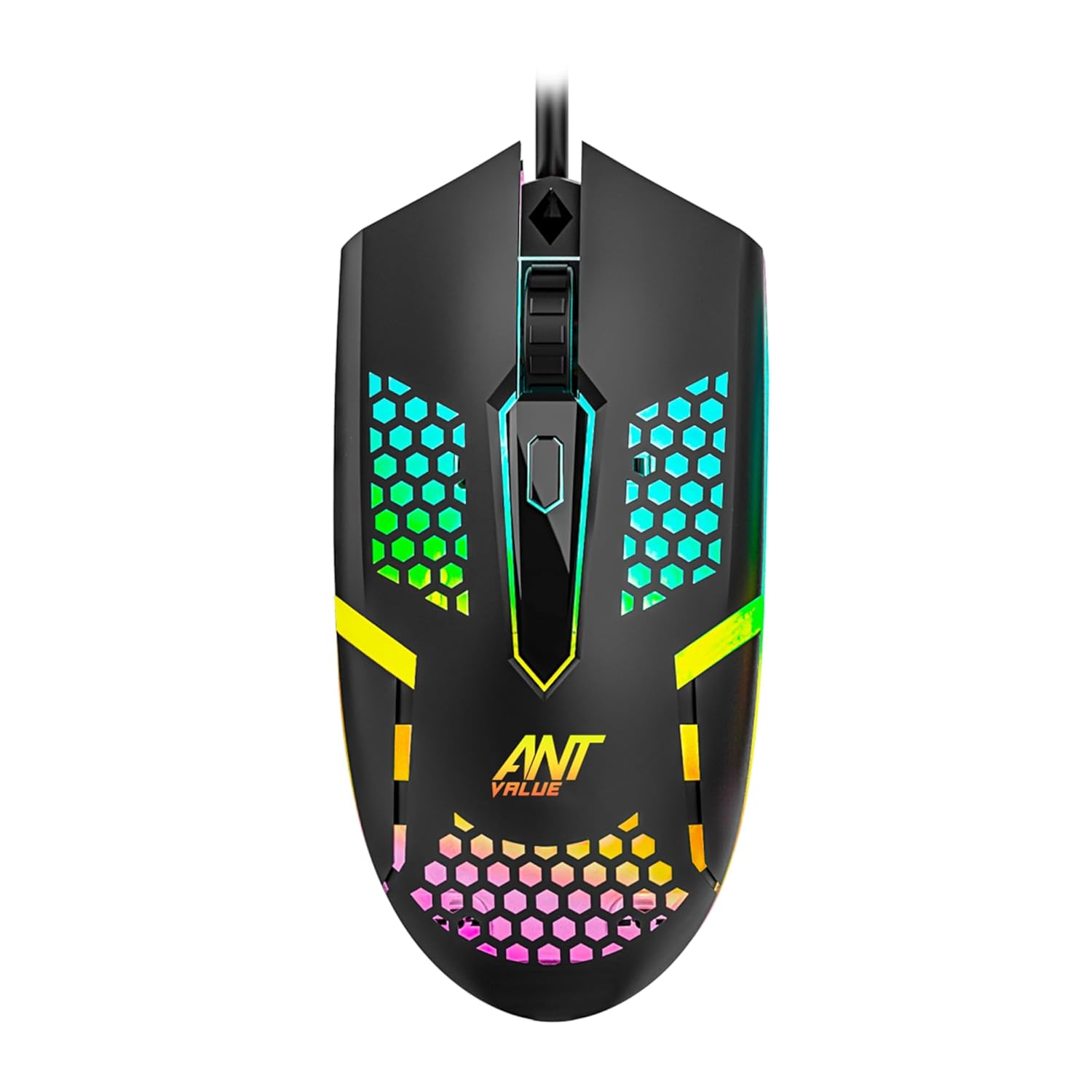 Ant Value GM1103 Gaming Mouse, USB Optical Computer Mice with RGB Backlit, 4 Adjustable DPI Up to 3600, Ergonomic Gamer Laptop PC Mouse for Windows 7/8/10/XP Vista Linux -Black