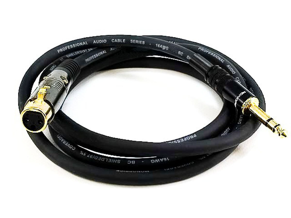 Monoprice 6ft Premier Series XLR Female to 1/4in TRS Male Cable, 16AWG (Gold Plated)