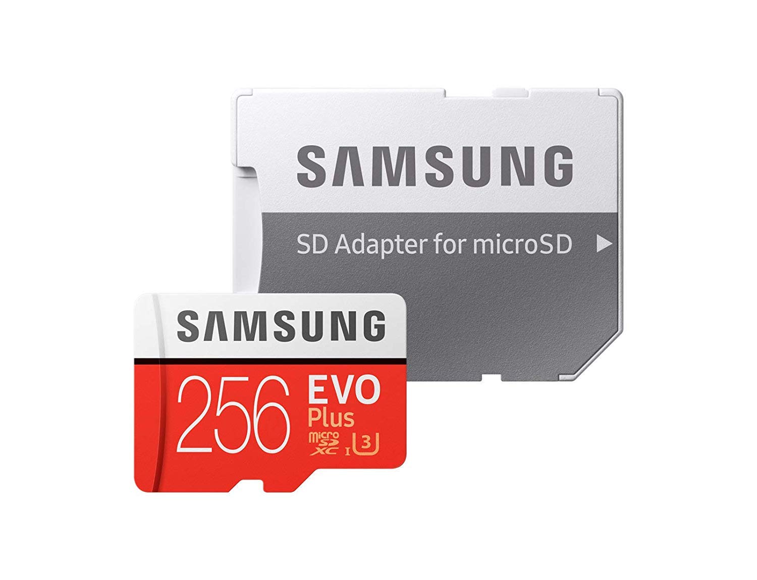 Samsung EVO Plus Grade 3, Class 10 256GB MicroSDXC 100 MB/S Memory Card with SD Adapter