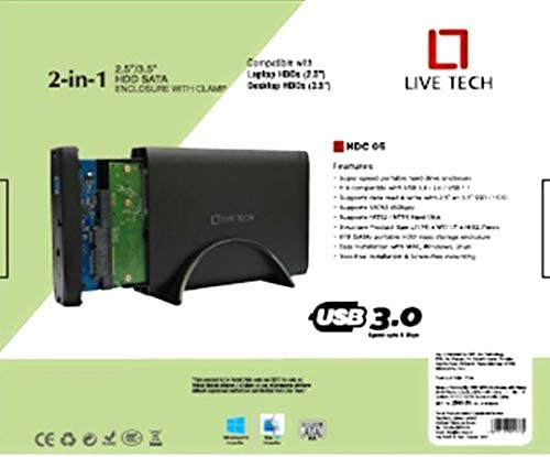 Live Tech 3.5/2.5 Inch SATA to USB 2.0 External Hard Drive Case for Laptop/Desktop/SSD HD (Hard Disk Not Included) (HDC05 USB 2.0)