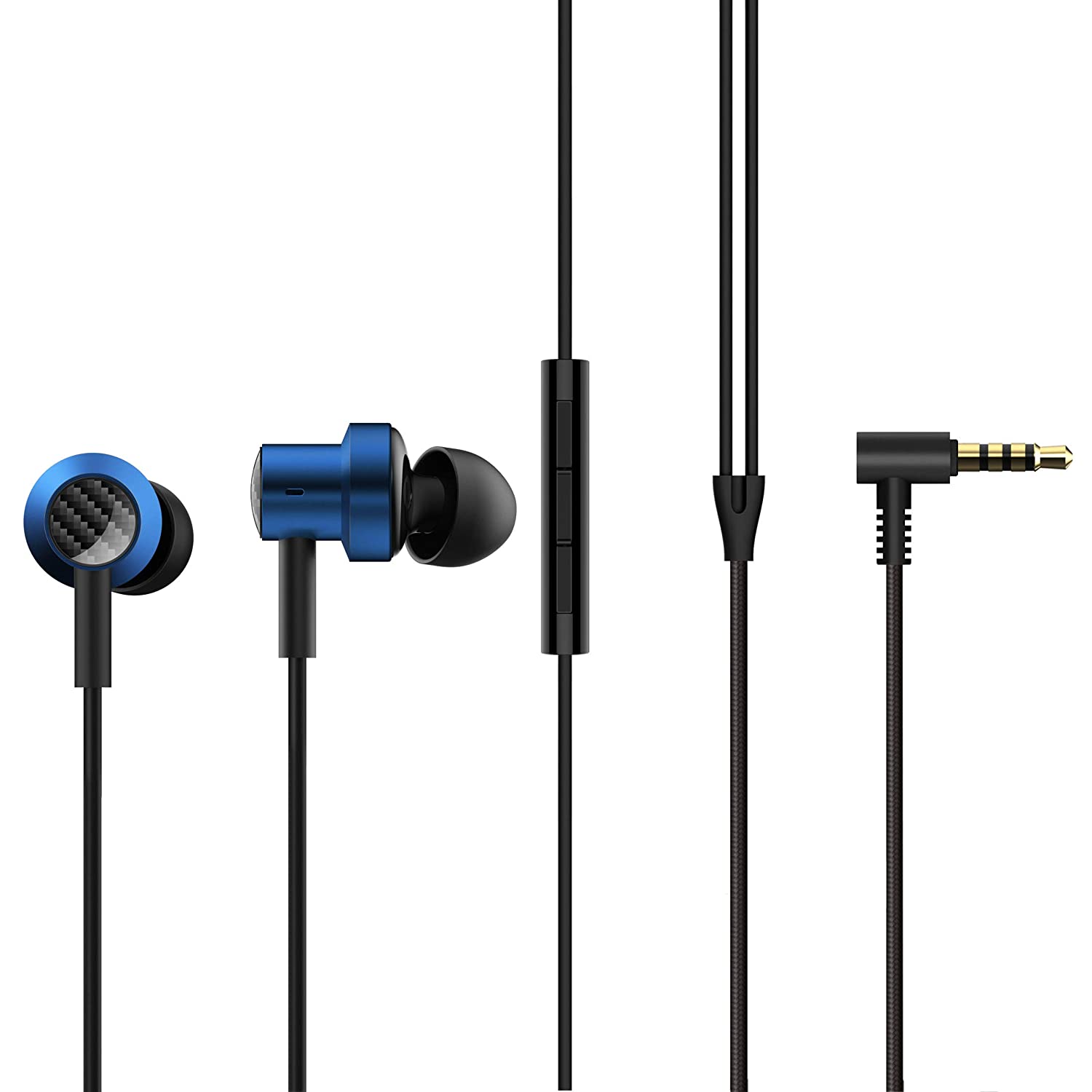 Mi Dual Driver in-Ear Earphones with Magnetic Earbuds, Passive Noise Cancellation, Tangle-Free Braided Cable (Blue)