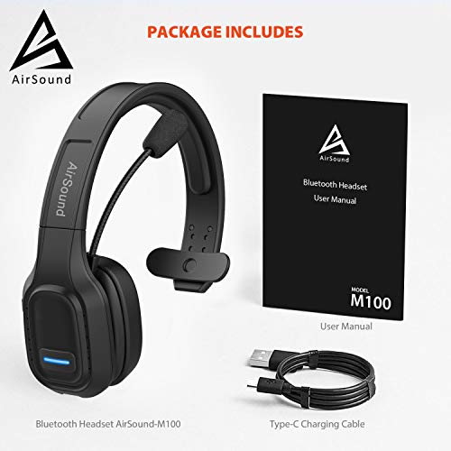 AirSound M100 Pro Bluetooth Wireless Headset Flexible Microphone for Office Home Business Online Meeting