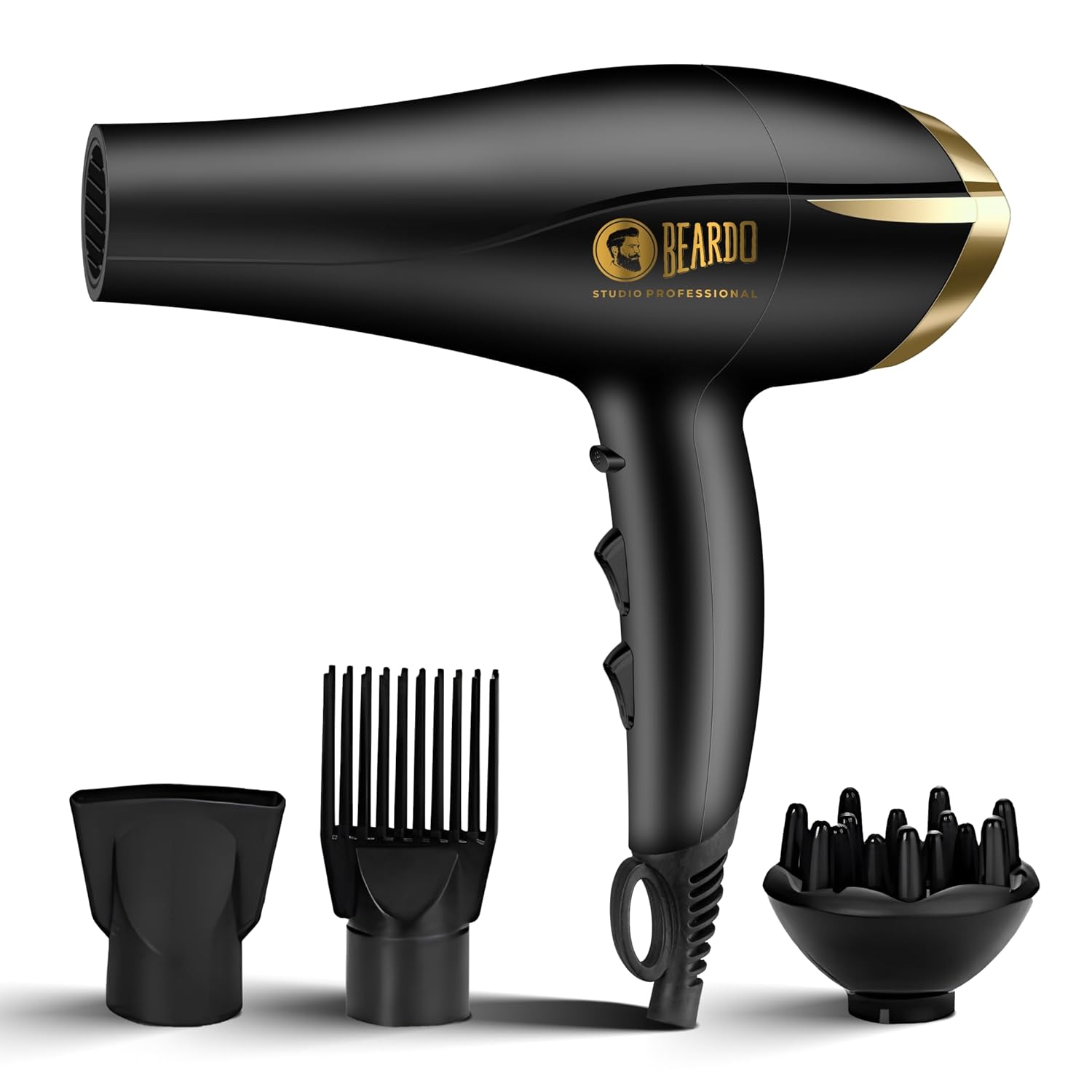 Beardo Studio Professional Tornado Hair Dryer with 2000 Watts Power | AC Motor, Concentrator, Diffuser, 2 Speeds, 3 Temperature Settings & Cool Shot feature | Suitable for Professional Drying Experience | Gift For Brother | Gift For Friends