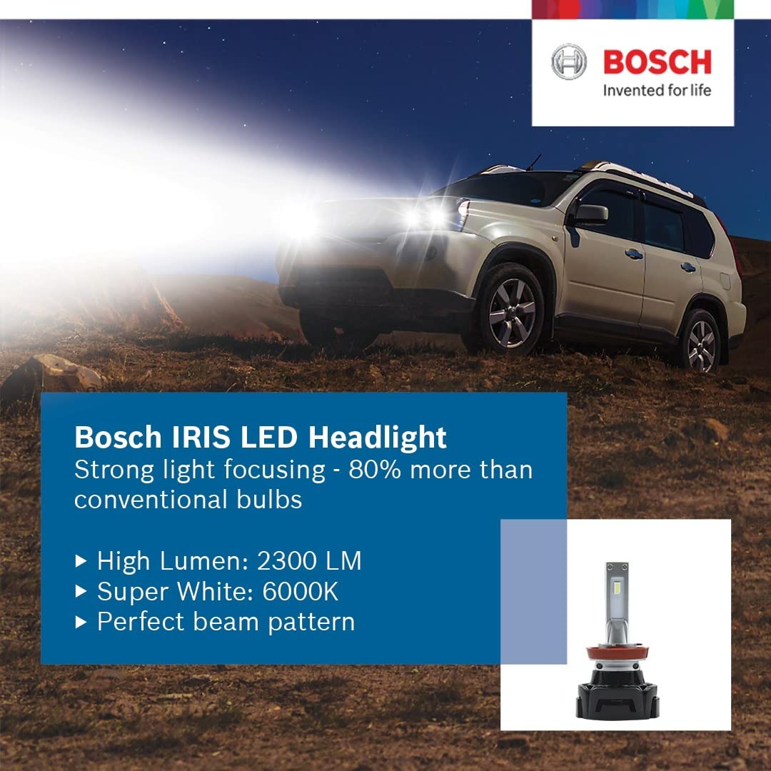 Bosch (HB3) The elegant, IRIS LED Retrofit Head Light, ready-to-fit upgrade from halogen lighting with superior next generation technology, White (F002H52013FT9)