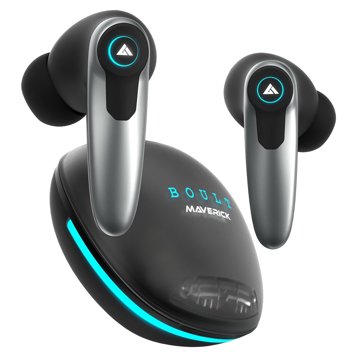 Boult Audio Maverick with 35H Playtime, 45ms Xtreme Low Latency Mode, Quad Mic ENC, Type C Fast Charging (10Mins=120Mins), 10mm Drivers, BT 5.3, IPX5 Airbass True Wireless in Ear Earbuds (Black)