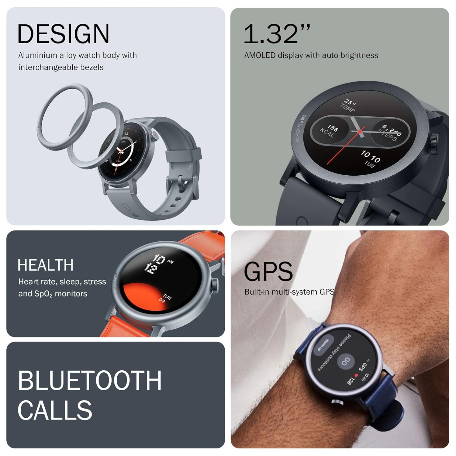 CMF BY NOTHING Watch Pro 2 Smartwatch with 1.32'' AMOLED Display, 11 Days Battery Life, Bluetooth Calls with AI Noise Reduction and Built-in Multi-System GPS