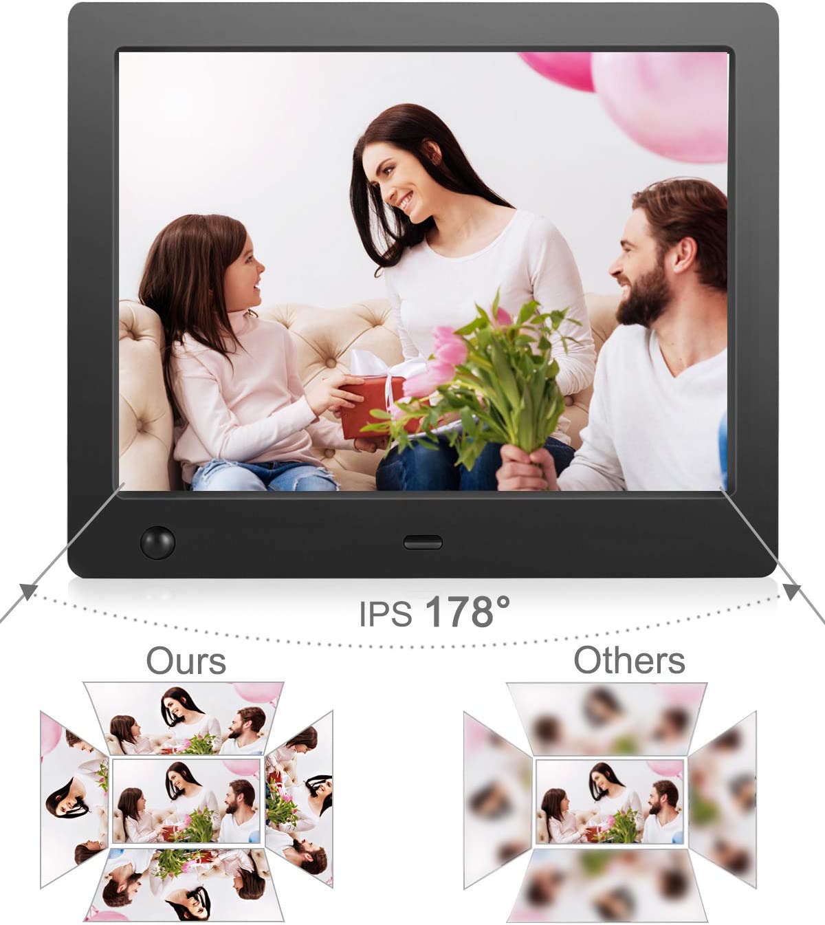 Digital Photo Frame 8 inch - Electronic Photo Frame with Slideshow HD IPS Display