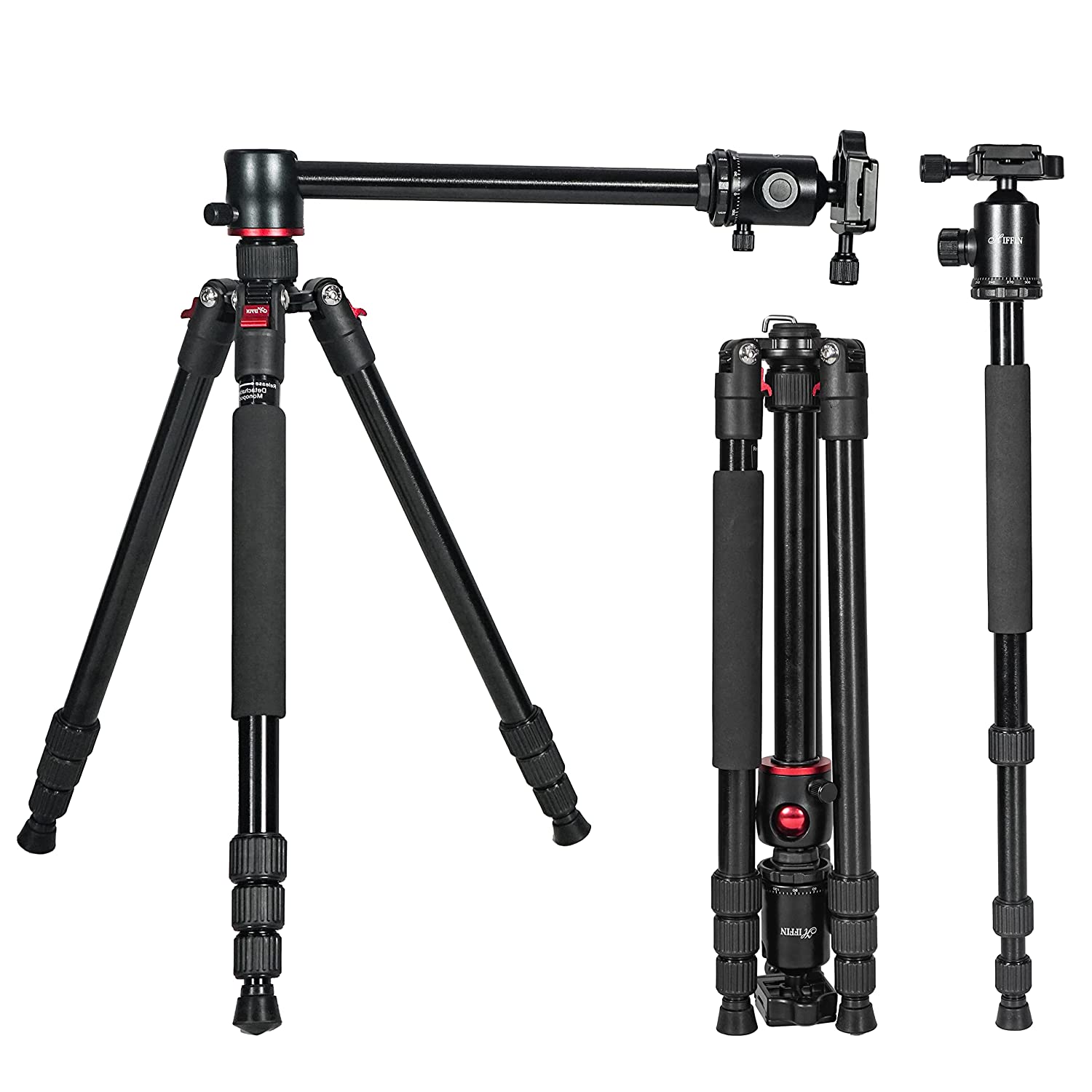 HIFFIN HF-550 Tripod, 65″ inch Special Quality Camera Tripod for Canon Nikon  360 Degree Ball Head, Travel and Work (Black)