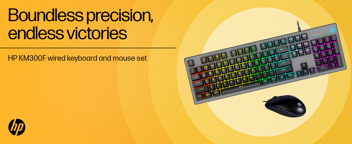 HP-KM300F-Wired-USB-Gaming-Keyboard-and-Mouse-Set-Membrane-Backlit-26-Keys-Anti-