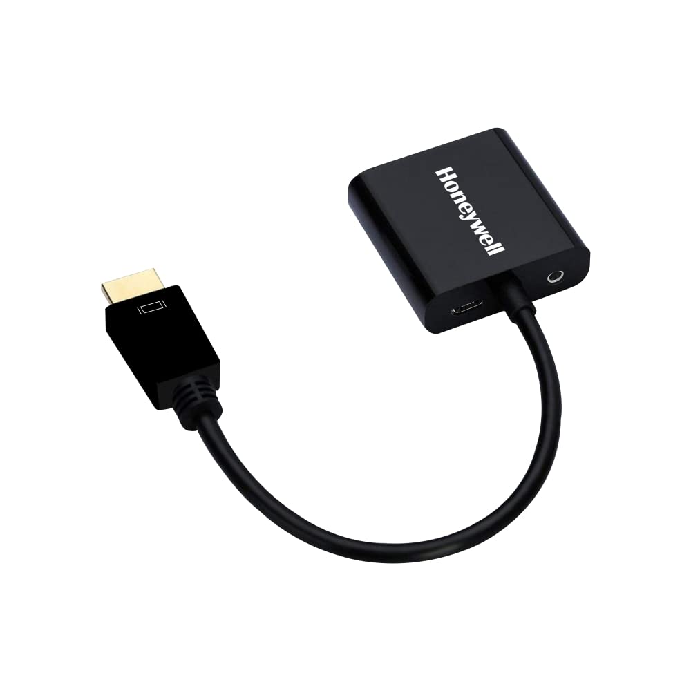 Honeywell 3in1 HDMI to VGA, 3.5mm Audio Jack & Micro USB Port, 1080p@60Hz HDMI Resolution & 6.75GB Transfer Speed, VGA Resolution 1920x1200P@60Hz, Compatible with-LED, Laptop, Gaming Console etc-Black