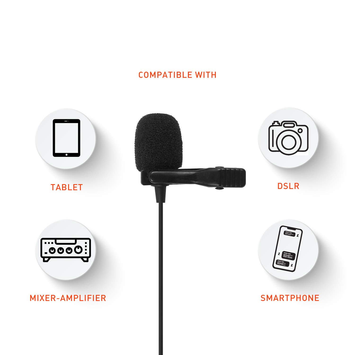 JBL Commercial CSLM20B Omnidirectional Lavalier Microphone with Battery for Content Creation, Voice over/Dubbing, Recording, black, small