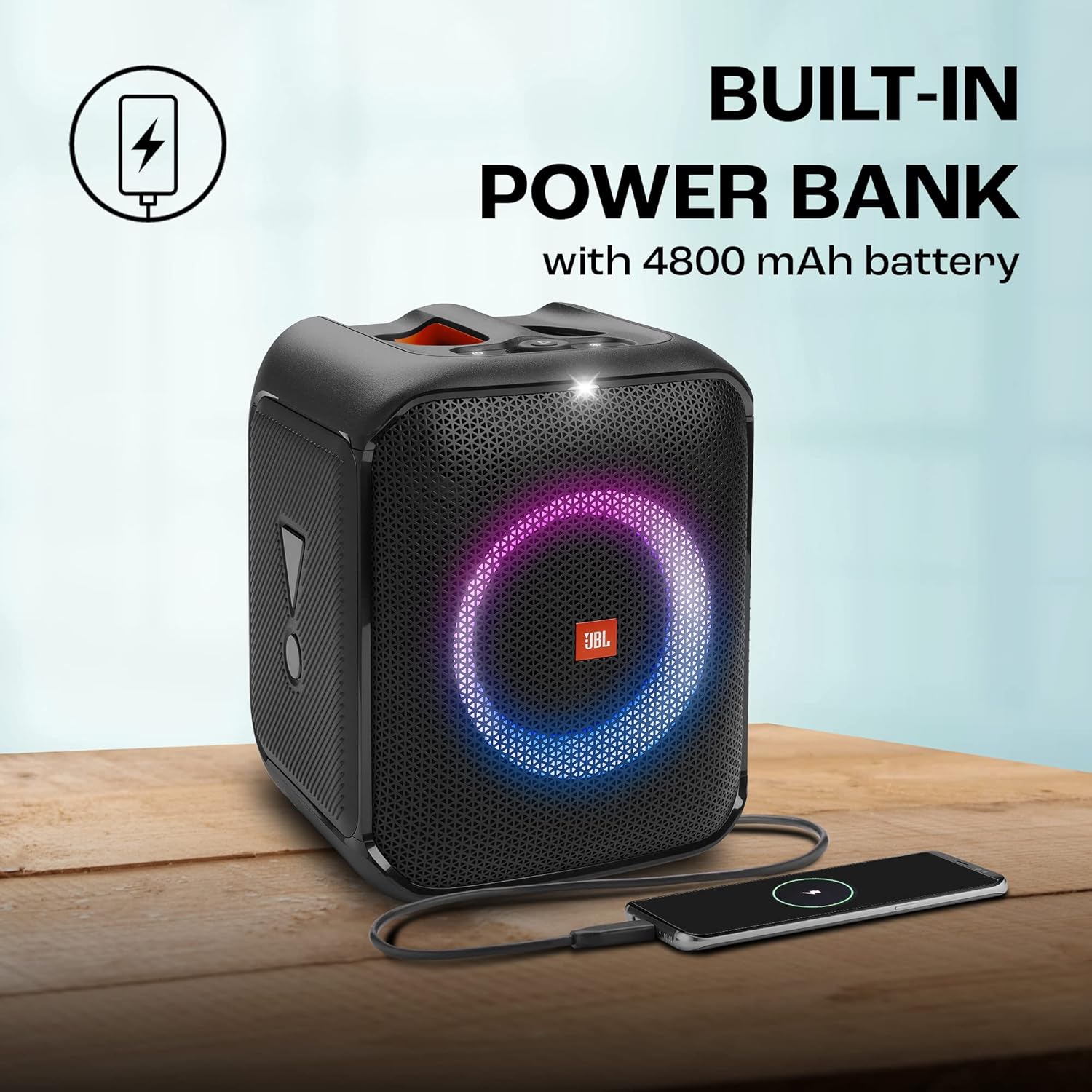 JBL Partybox Encore Essential | Portable Bluetooth Party Speaker | 100W Monstrous Pro Sound | Dynamic Light Show | Upto 6Hrs Playtime | Built-in Powerbank | Mic Support PartyBox App (Black)