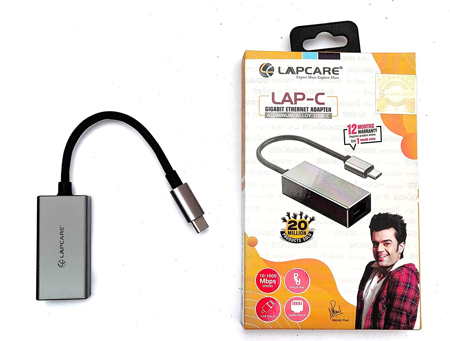 Lapcare c type c to Gigabit Ethernet Adapter USB C to Ethernet, (Thunderbolt 3 Compatible) to RJ45 Gigabit LAN Network Adapter